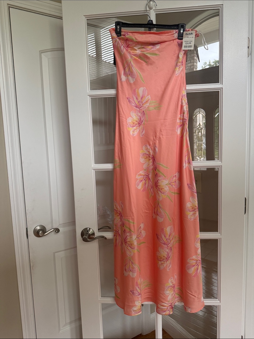 Floral Coral Slip Dress - Womens